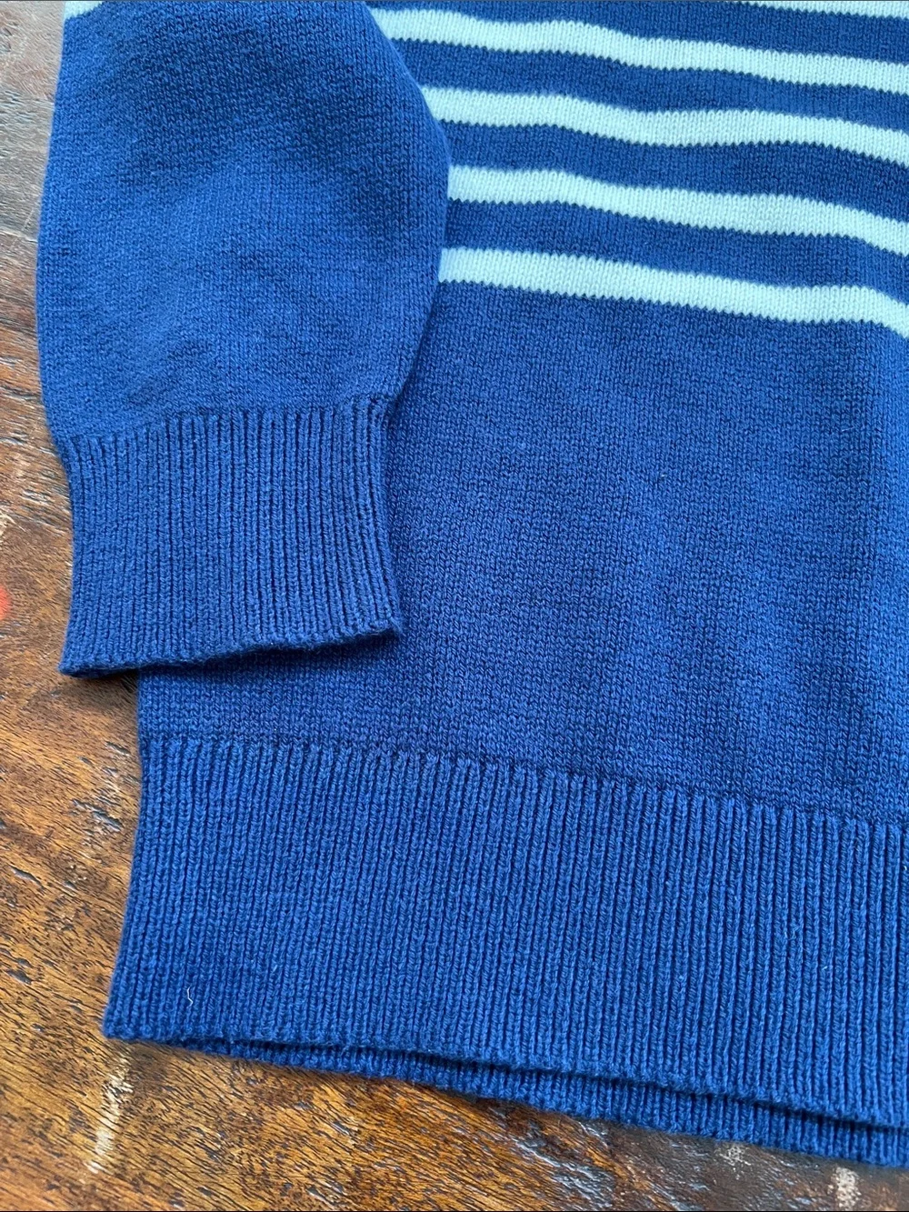 OSHKOSH B'GOSH Quarter-Zip Funnel Neck Pullover Sweater Blue/White Stripe Boys 8